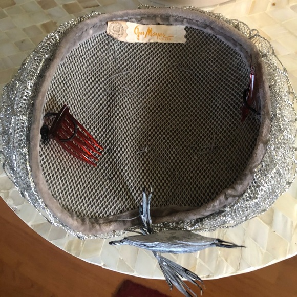 Antique Silver Metallic Hat w Birds main image 4
